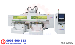 Máy phay tiện cnc 4 đầu 2 bàn | FKC4 1200/2