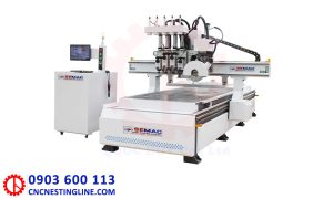 Máy cnc router 4 đầu + lưỡi cưa xoay 360 độ