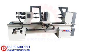 Máy tiện gỗ CNC 2 trục làm việc | Quốc Duy