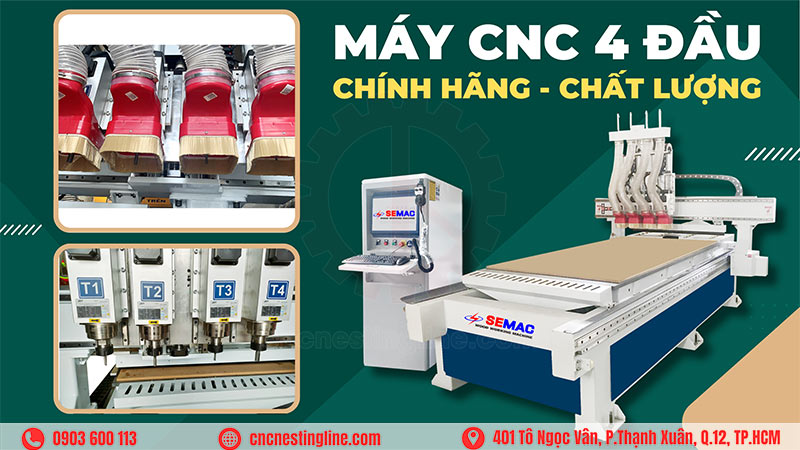 Máy CNC 4 đầu gắp ván tự động | CNC Nesting Line