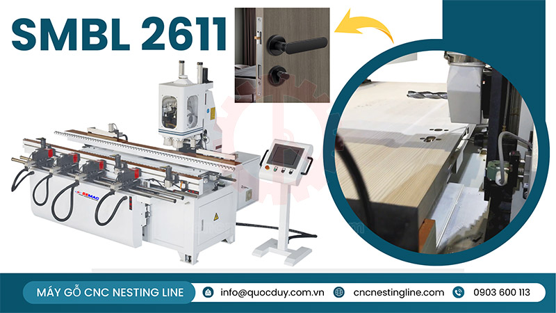 Máy CNC gia công ổ khóa bản lề cửa tự động