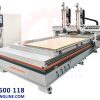 máy CNC 2 đầu 2 bàn độc lập - thay dao | cnc nesting line