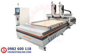 máy CNC 2 đầu 2 bàn độc lập - thay dao | cnc nesting line