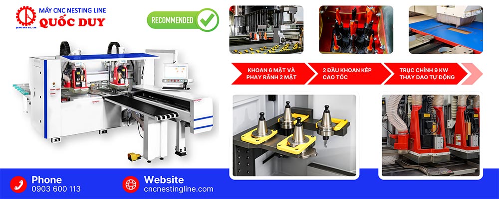 Máy khoan 6 mặt CNC 2 đầu khoan kép trục router tải nặng
