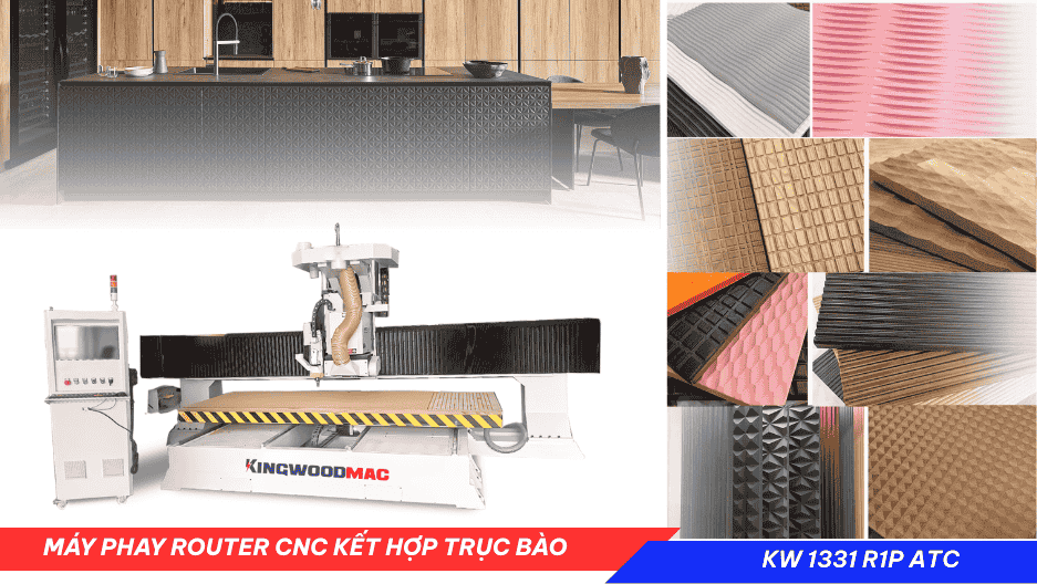 Máy phay router CNC 1 đầu thay dao trục bào | Quốc Duy